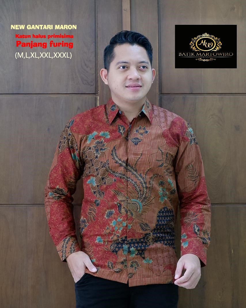 cover-NEW GANTARI MARON Kemeja Batik Pria Solo Lengan Panjang Lapis Furing BY MARTOWIRO-1