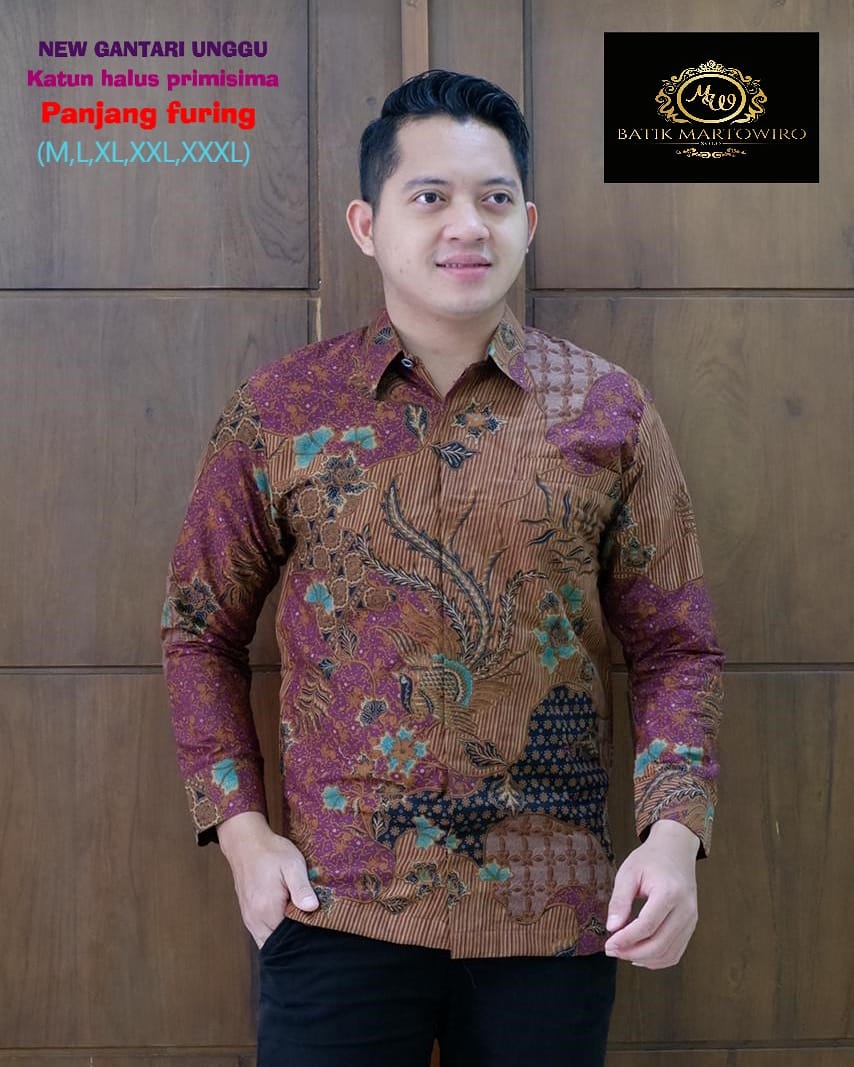 cover-NEW GANTARI UNGU Kemeja Batik Pria Solo Lengan Panjang Lapis Furing BY MARTOWIRO-1