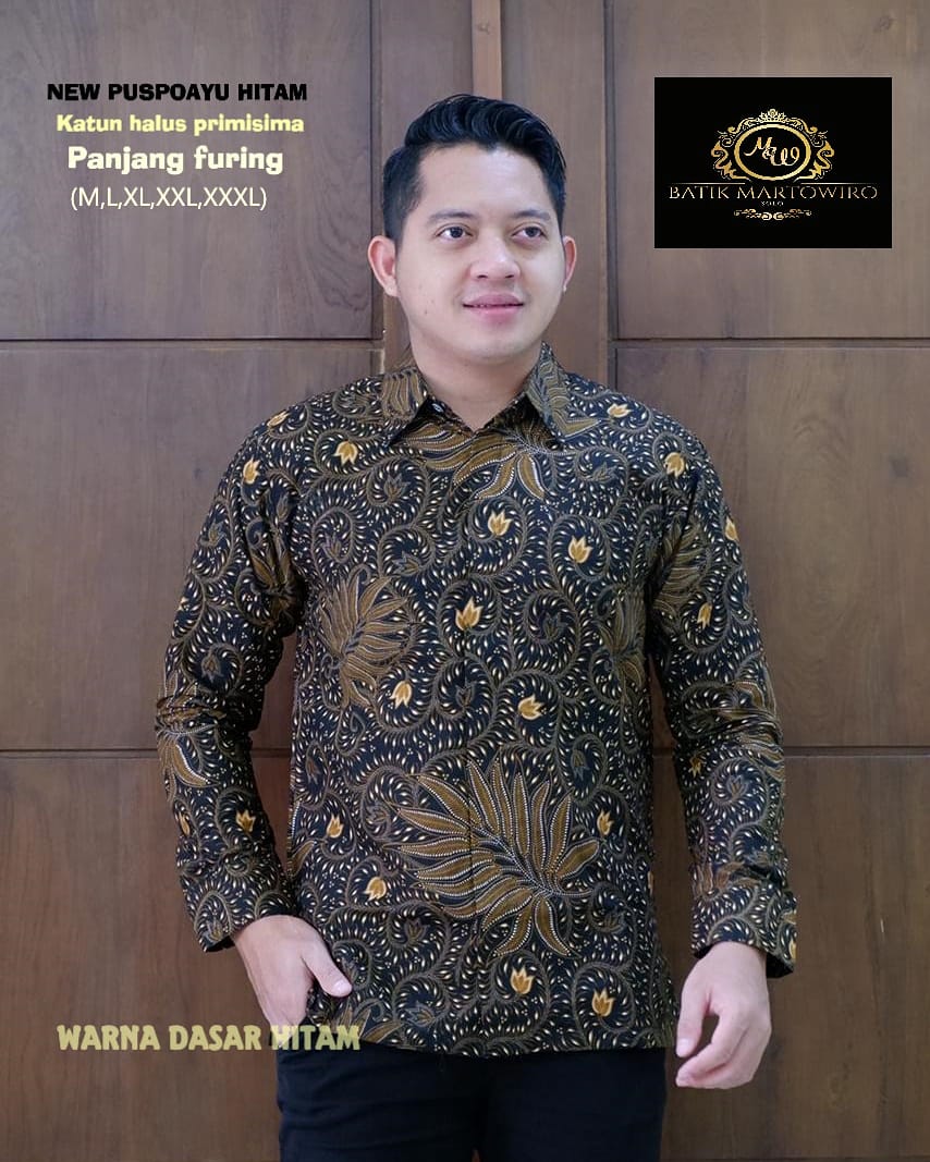 cover-NEW PUSPOAYU HITAM Kemeja Batik Pria Solo Lengan Panjang Lapis Furing BY MARTOWIRO-1