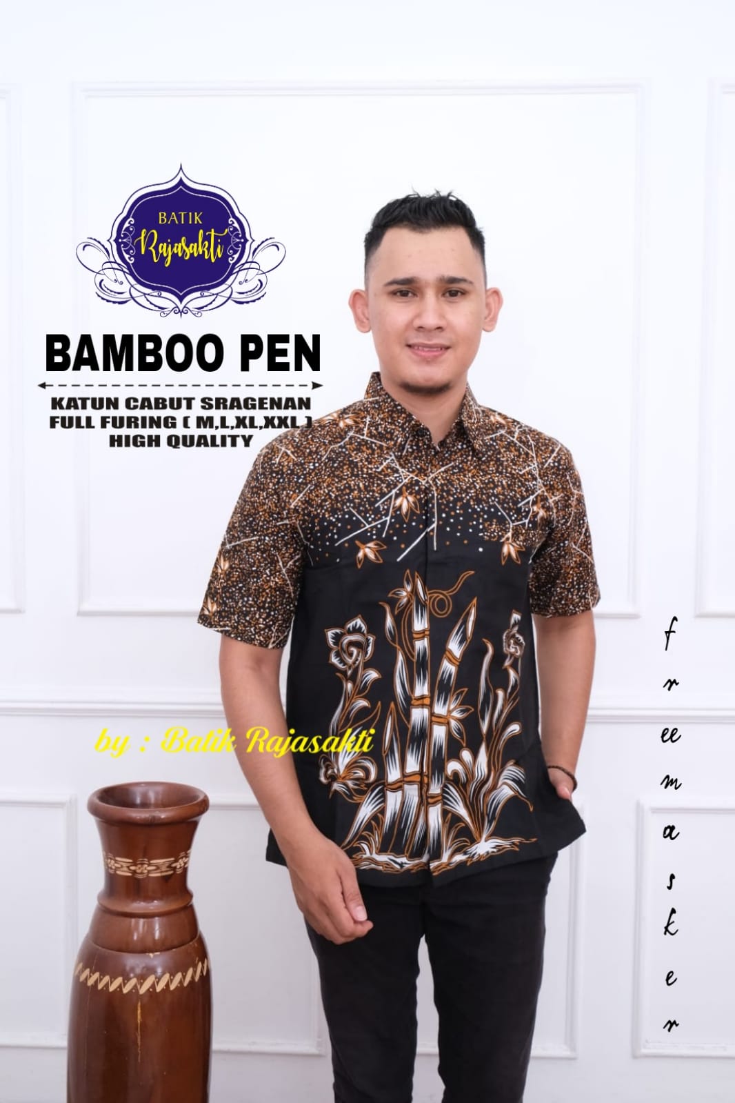 cover-BAMBOO PEN Kemeja Batik Pria Solo Lengan Pendek Lapis Furing BY RAJASAKTI-1
