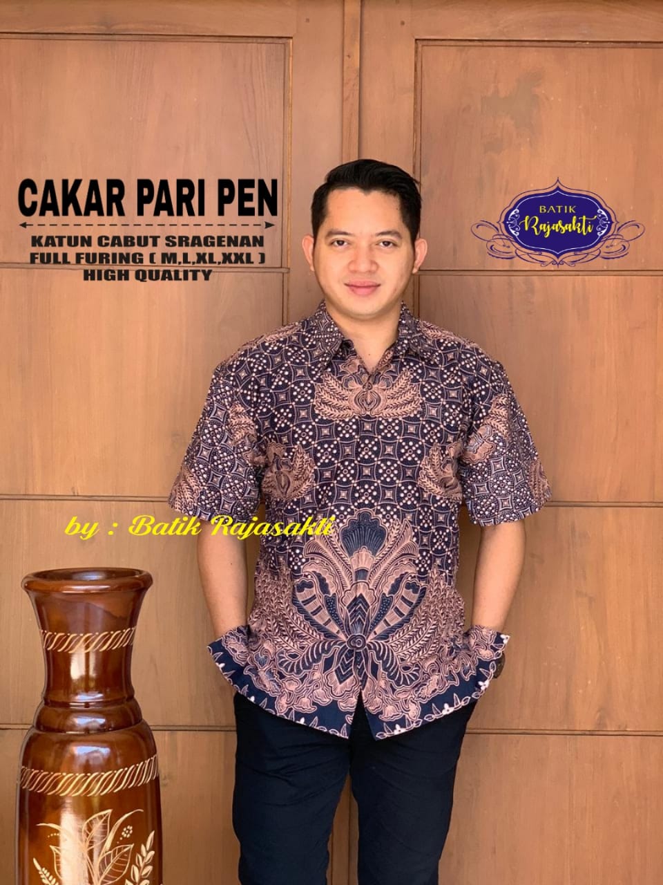 cover-CAKAR PARI PEN Kemeja Batik Pria Solo Lengan Pendek Lapis Furing BY RAJASAKTI-1