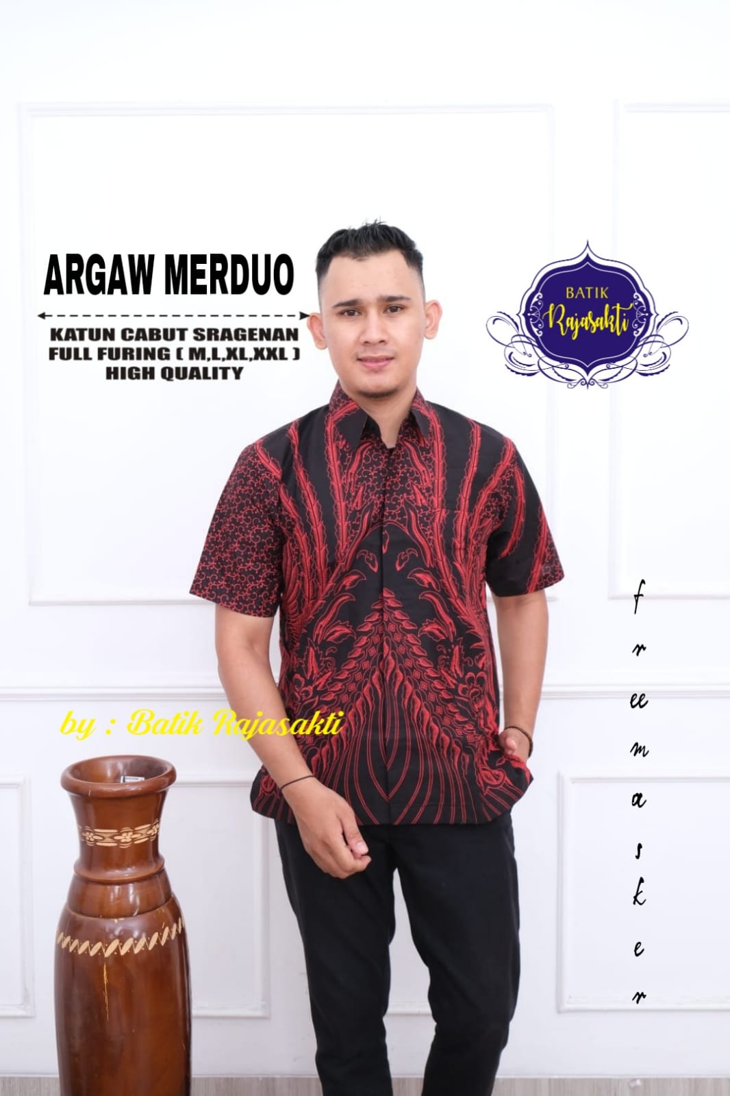 cover-ARGAW MERAH 2 KEMEJA BATIK PRIA SOLO LENGAN PENDEK LAPIS FURING BY RAJASAKTI-1