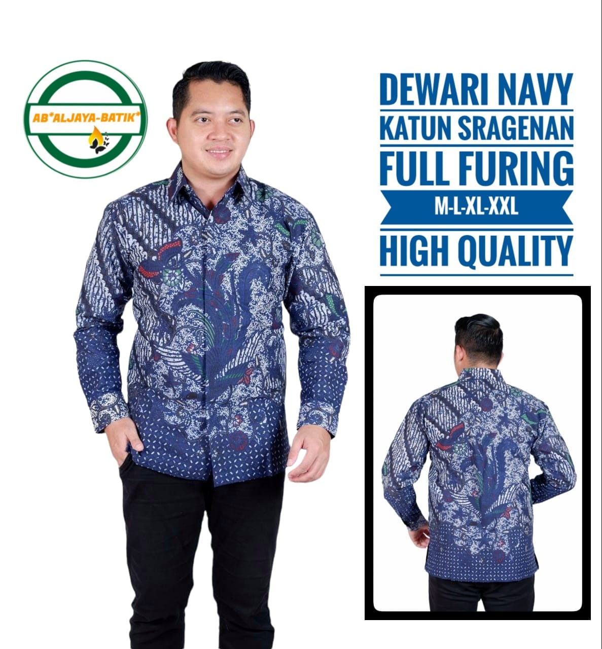 cover-DEWARI NAVY Kemeja Batik Pria Solo Lengan Panjang Lapis Furing BY ALJAYA-1