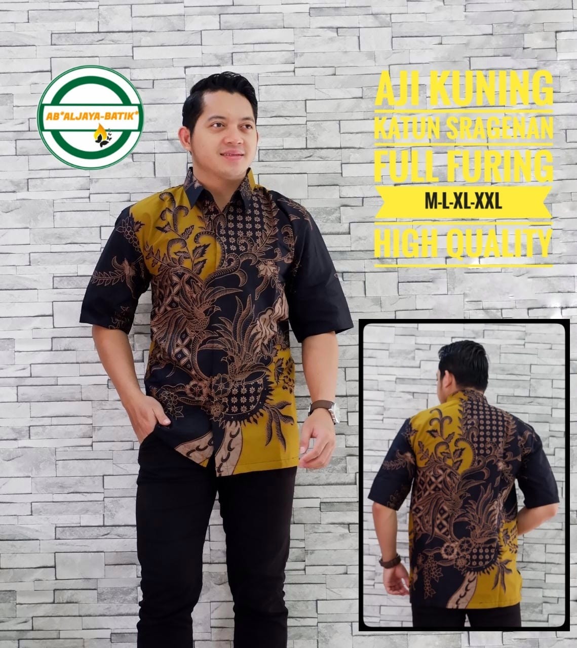 cover-AJI KUNING Kemeja Batik Pria Solo Lengan Pendek Lapis Furing BY ALJAYA-1