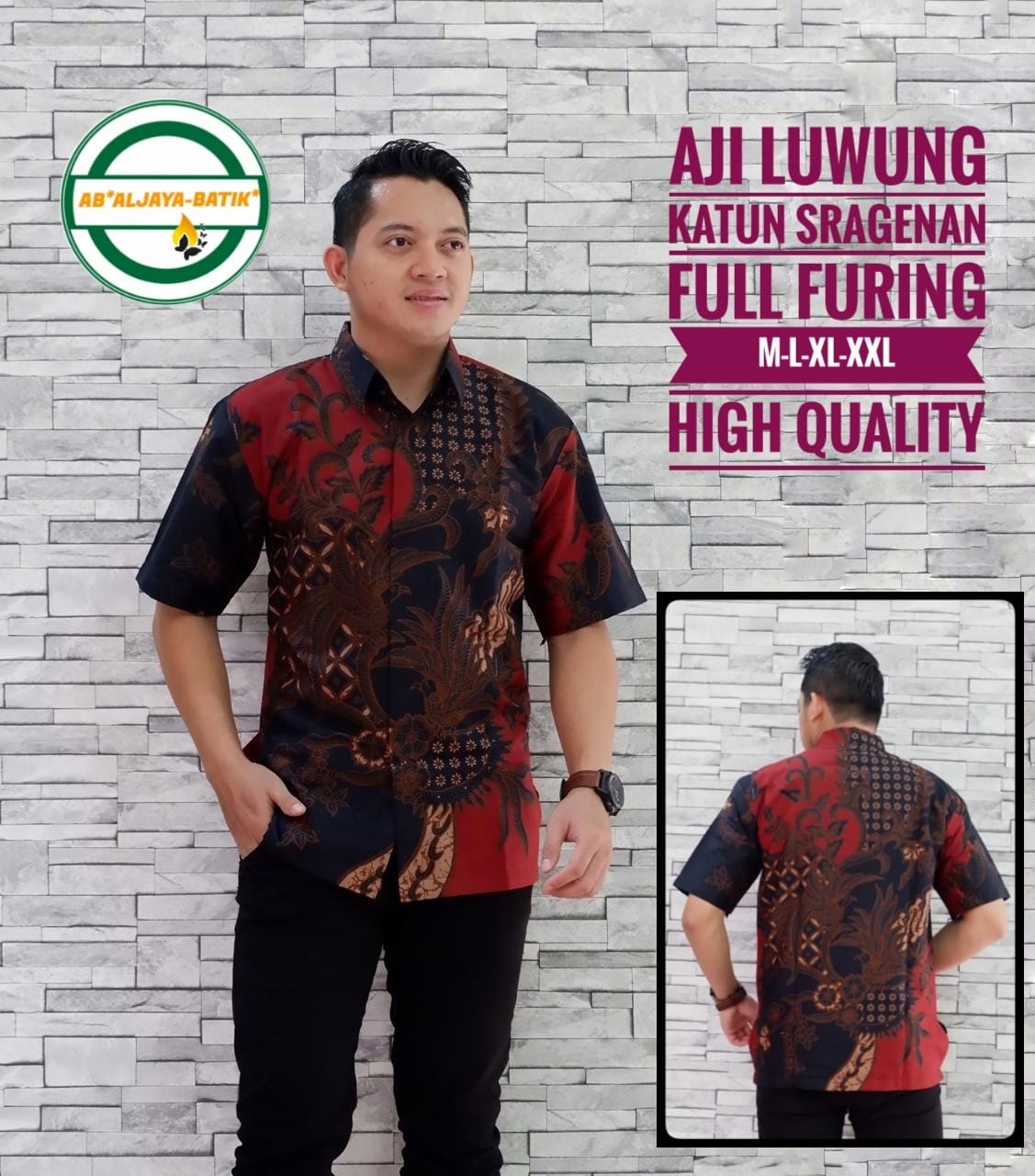 cover-AJI LUWUNG Kemeja Batik Pria Solo Lengan Pendek Lapis Furing BY ALJAYA-1