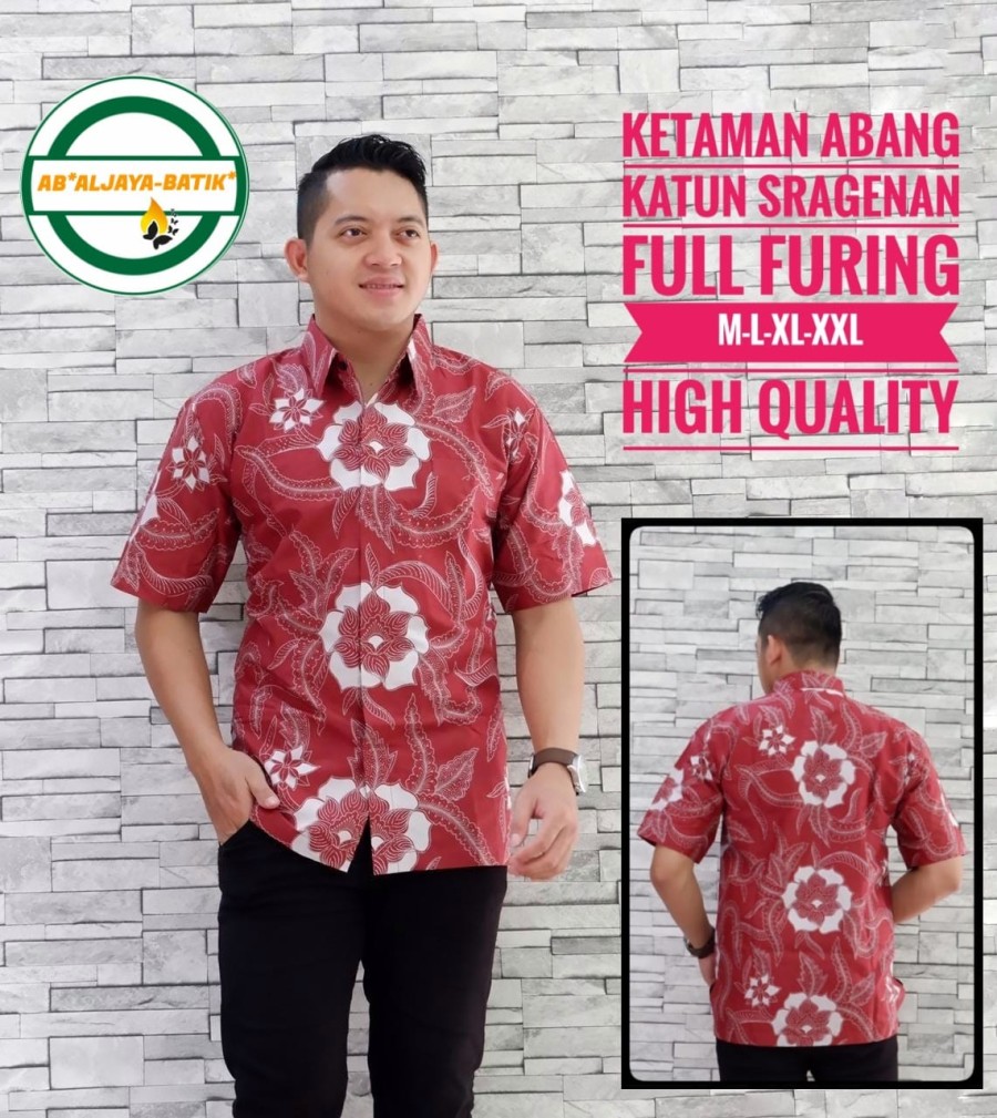 cover-KETAMAN ABANG Kemeja Batik Pria Solo Lengan Pendek Lapis Furing BY ALJAYA-1