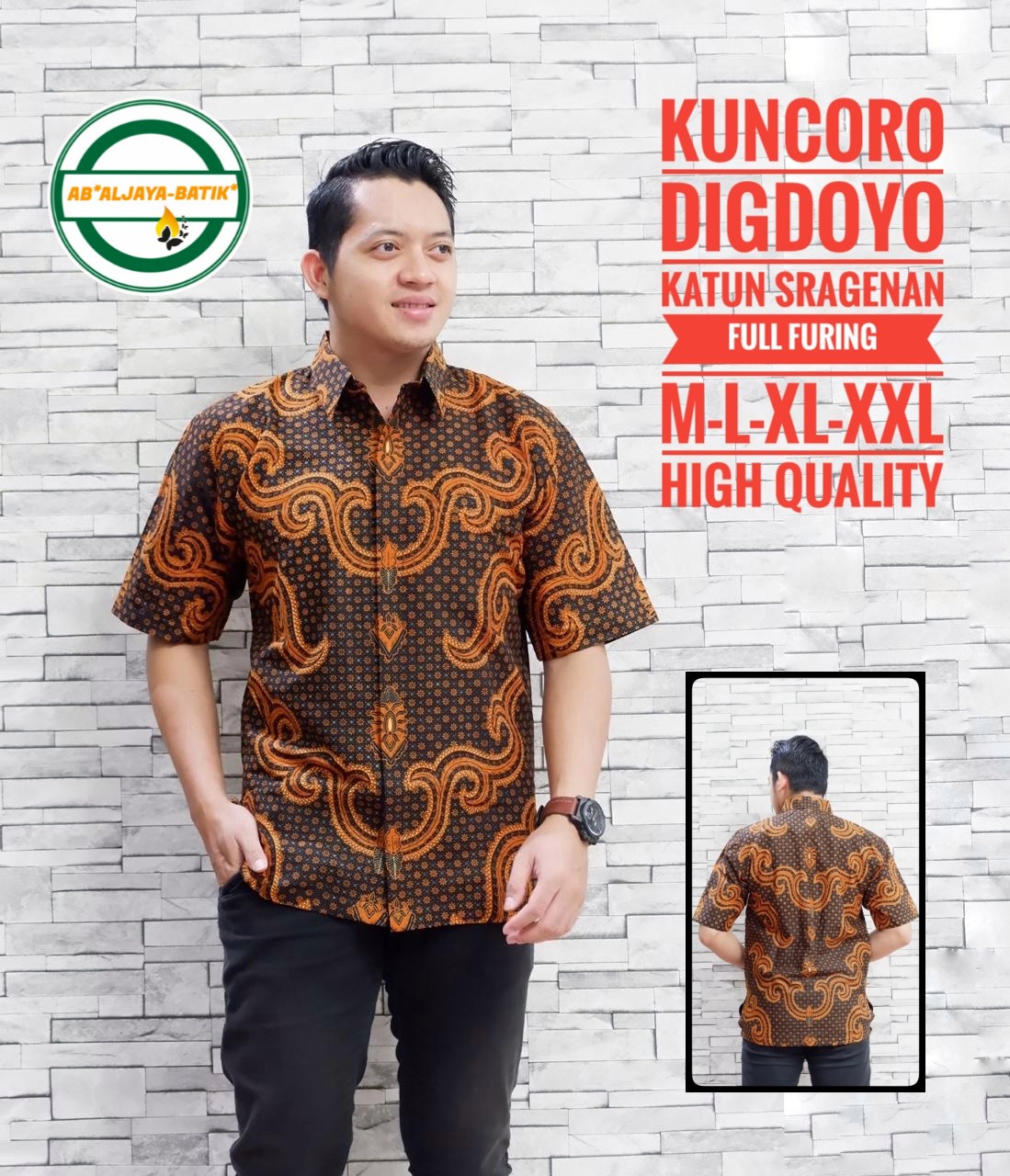 cover-KUNCORO DIGDOYO Kemeja Batik Pria Solo Lengan Pendek Lapis Furing BY ALJAYA-1