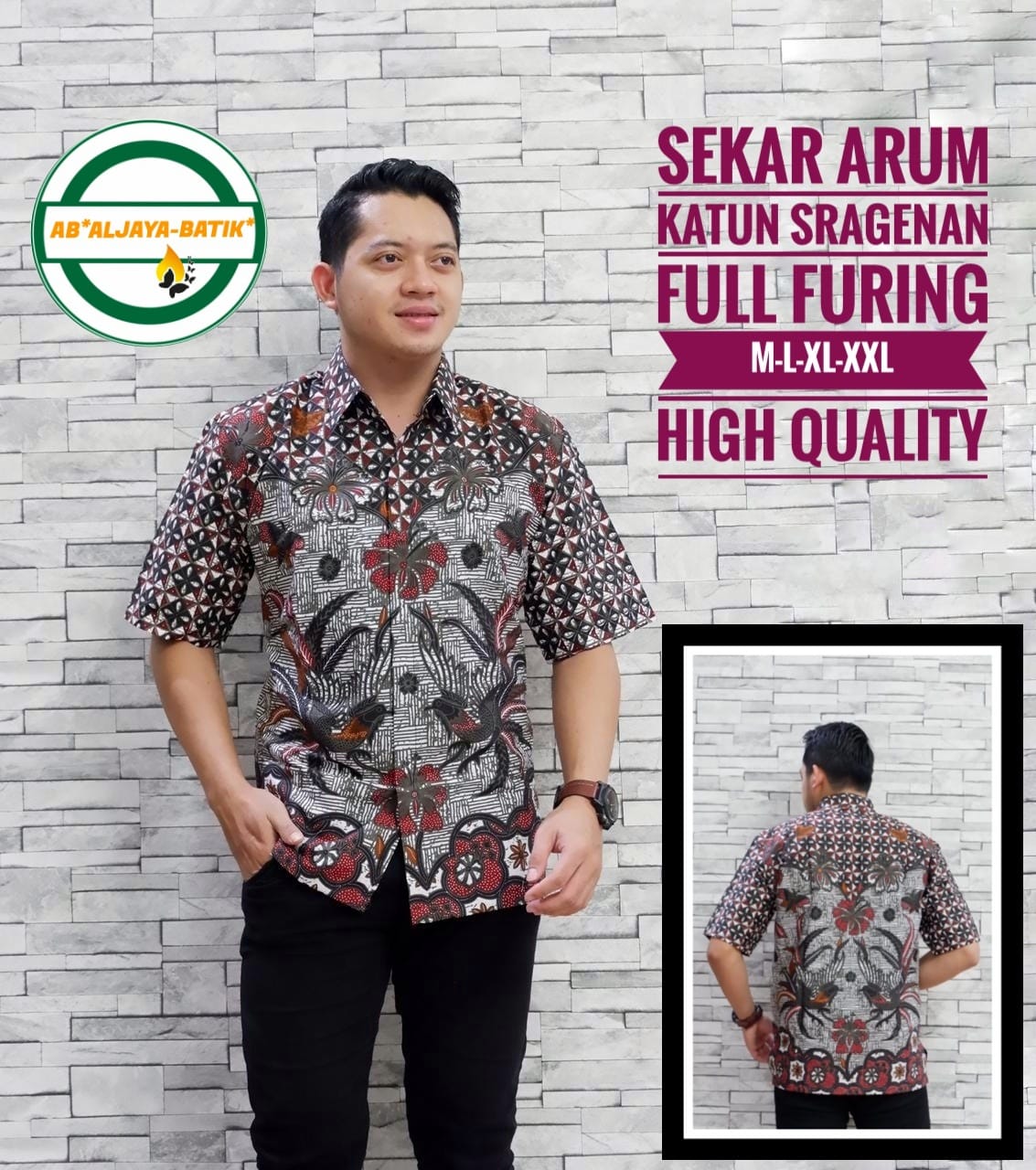 cover-SEKAR ARUM Kemeja Batik Pria Solo Lengan Pendek Lapis Furing BY ALJAYA-1