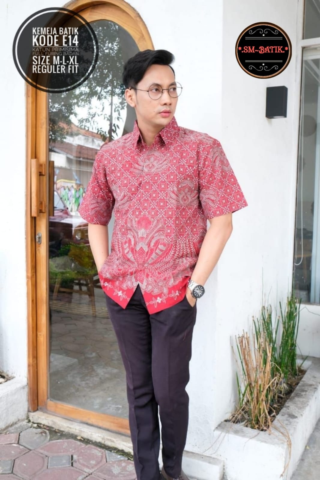 cover-CLEOPATRA Kemeja Batik Pria Solo Lengan Pendek Lapis Furing BY SM-1