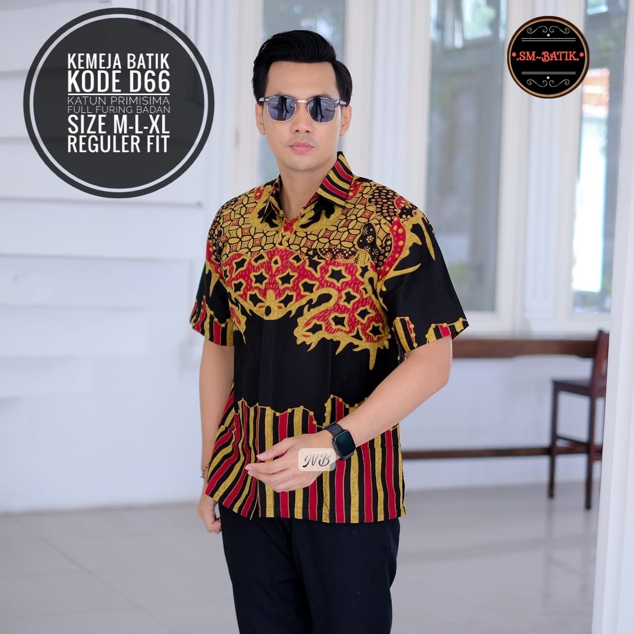 cover-KODE 066 Kemeja Batik Pria Solo Lengan Pendek Lapis Furing BY SM-1