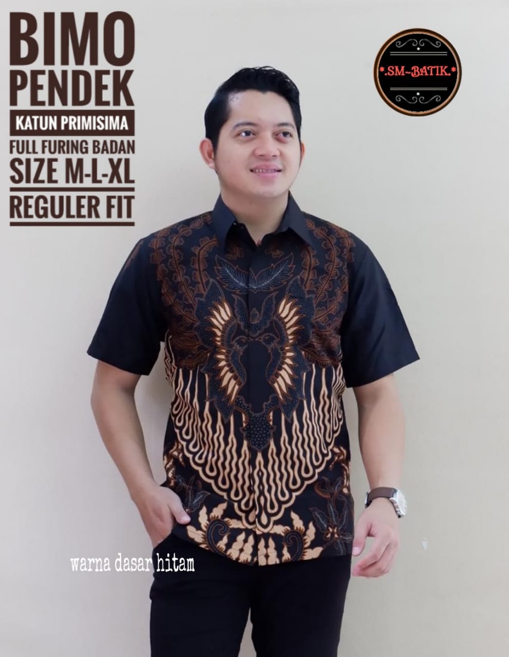 cover-BIMO Kemeja Batik Pria Solo Lengan Pendek Lapis Furing BY SM-1