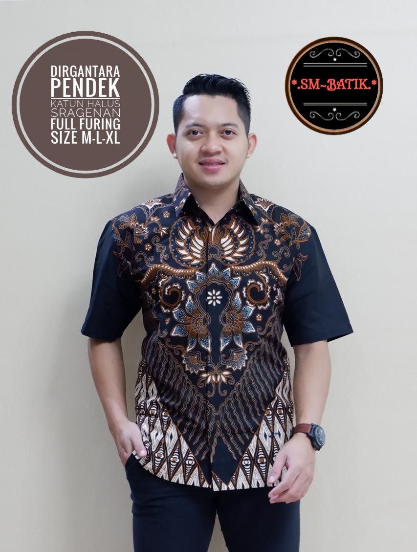 cover-DIRGANTARA Kemeja Batik Pria Solo Lengan Pendek Lapis Furing BY SM-1