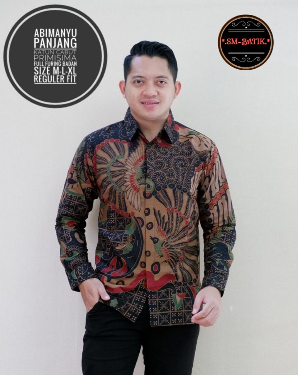 cover-ABIMANYU Kemeja Batik Pria Solo Lengan Panjang Lapis Furing BY SM-1