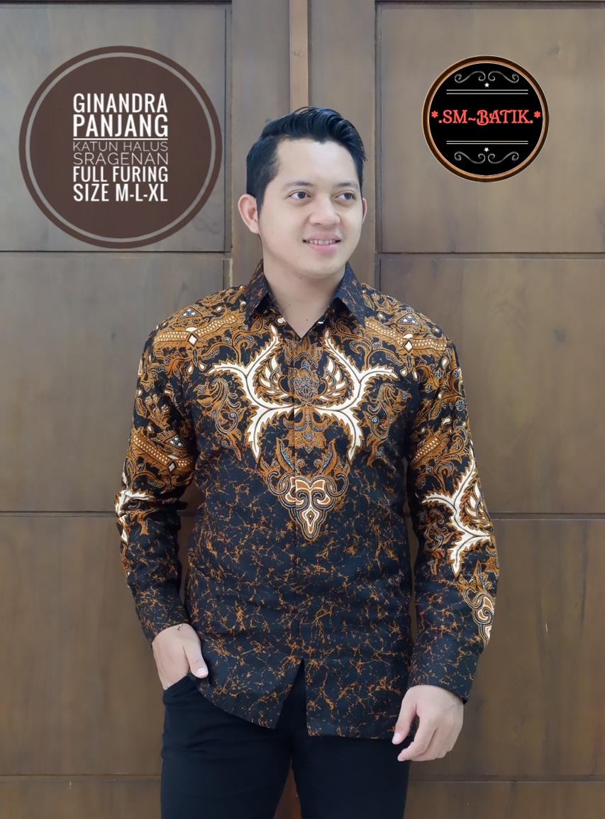 cover-GINANDRA Kemeja Batik Pria Solo Lengan Panjang Lapis Furing BY SM-1