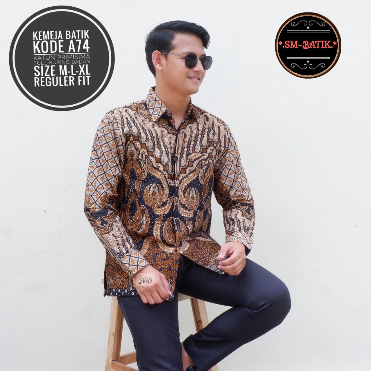 cover-KODE A74 Kemeja Batik Pria Solo Lengan Panjang Lapis Furing BY SM-1