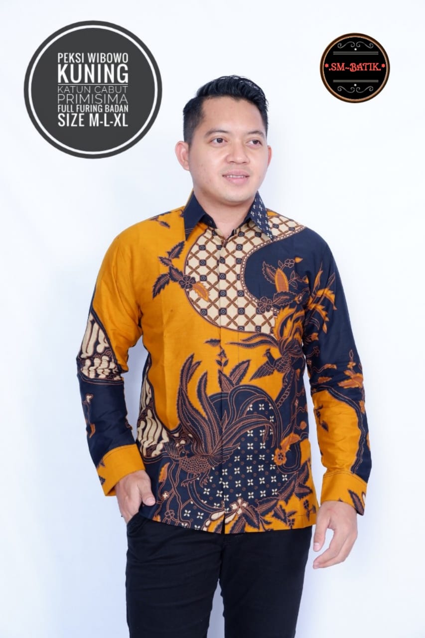 cover-PEKSI WIBOWO KUNING Kemeja Batik Pria Solo Lengan Panjang Lapis Furing BY SM-1