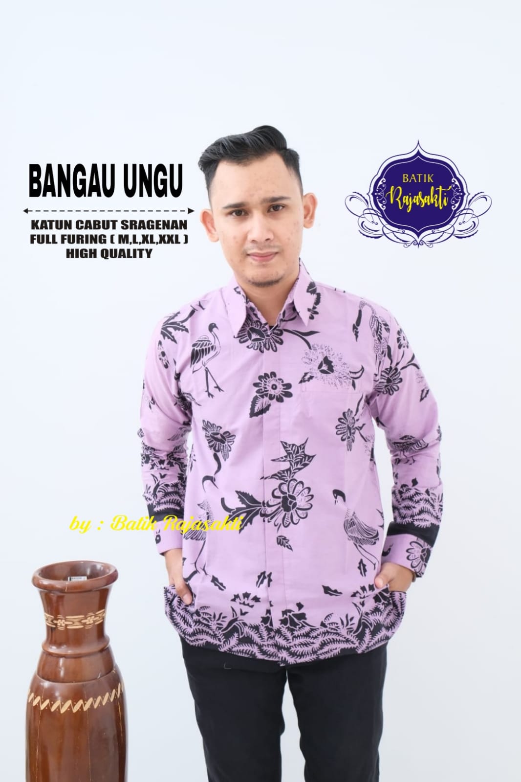 cover-BANGAU UNGU KEMEJA BATIK PRIA SOLO LENGAN PANJANG LAPIS FURING BY RAJASAKTI-1