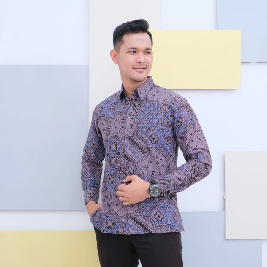 cover-Kemeja Batik Pria Lapis Furing HAIDAR Katun Print Halus BY BATIKSOLOAMANAH-1