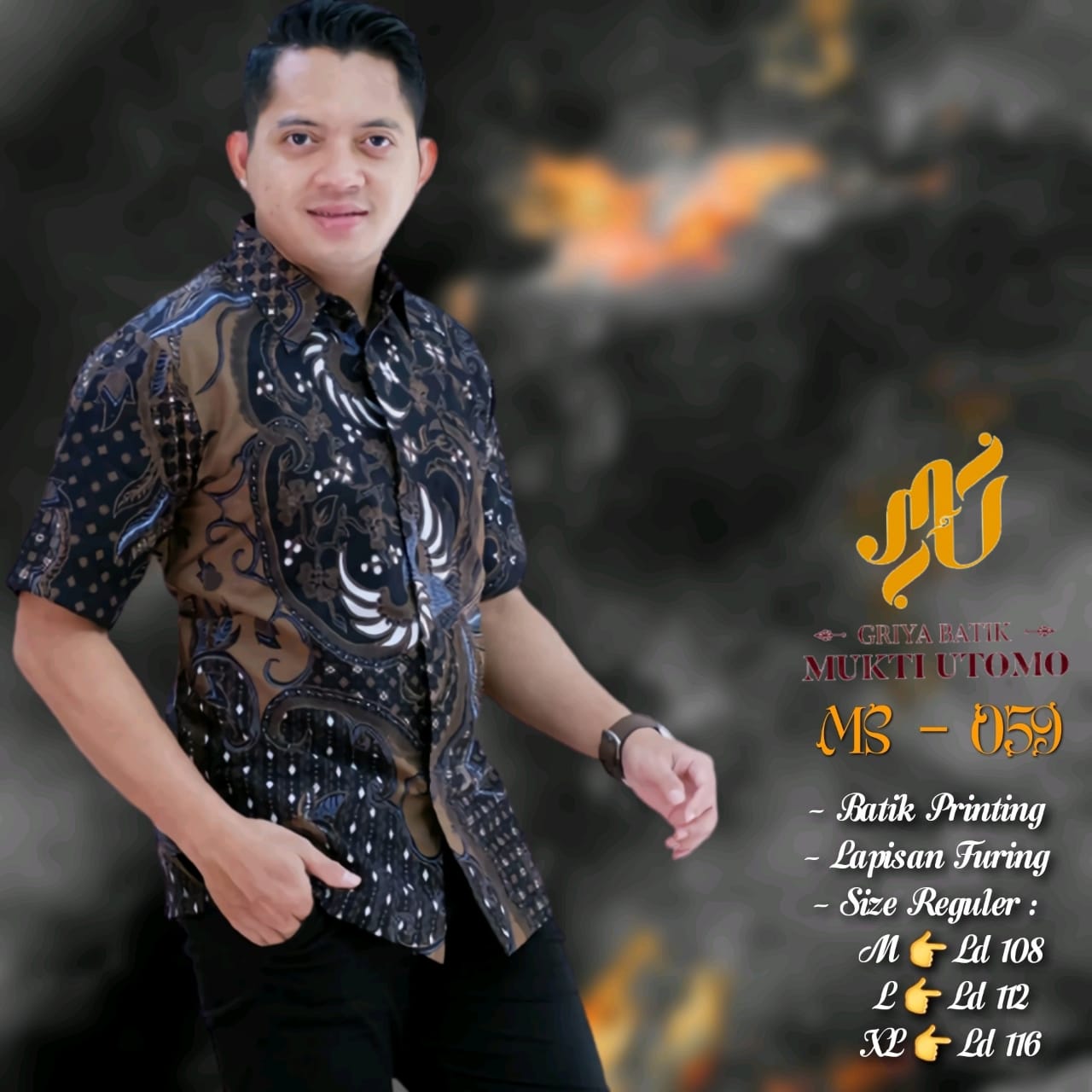 cover-MS 059 Kemeja Batik Pria Solo Lengan Pendek Lapis Furing BY MUKTI UTOMO-1