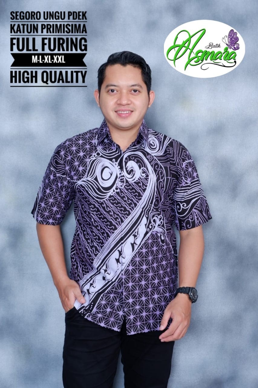 cover-SEGORO UNGU Kemeja Batik Pria Solo Lengan Pendek Lapis Furing BY ASMARA-1