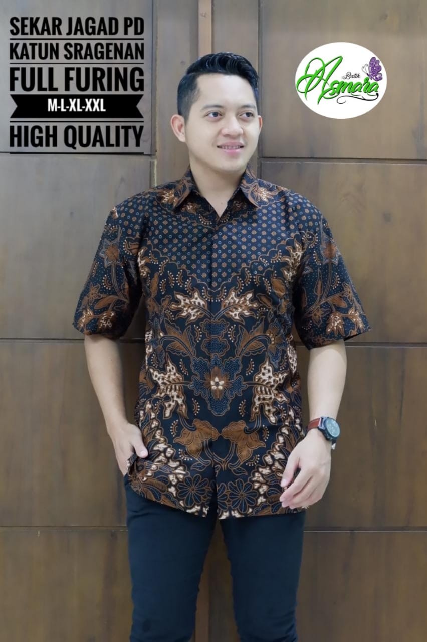 cover-SEKAR JAGAD Kemeja Batik Pria Solo Lengan Pendek Lapis Furing BY ASMARA-1