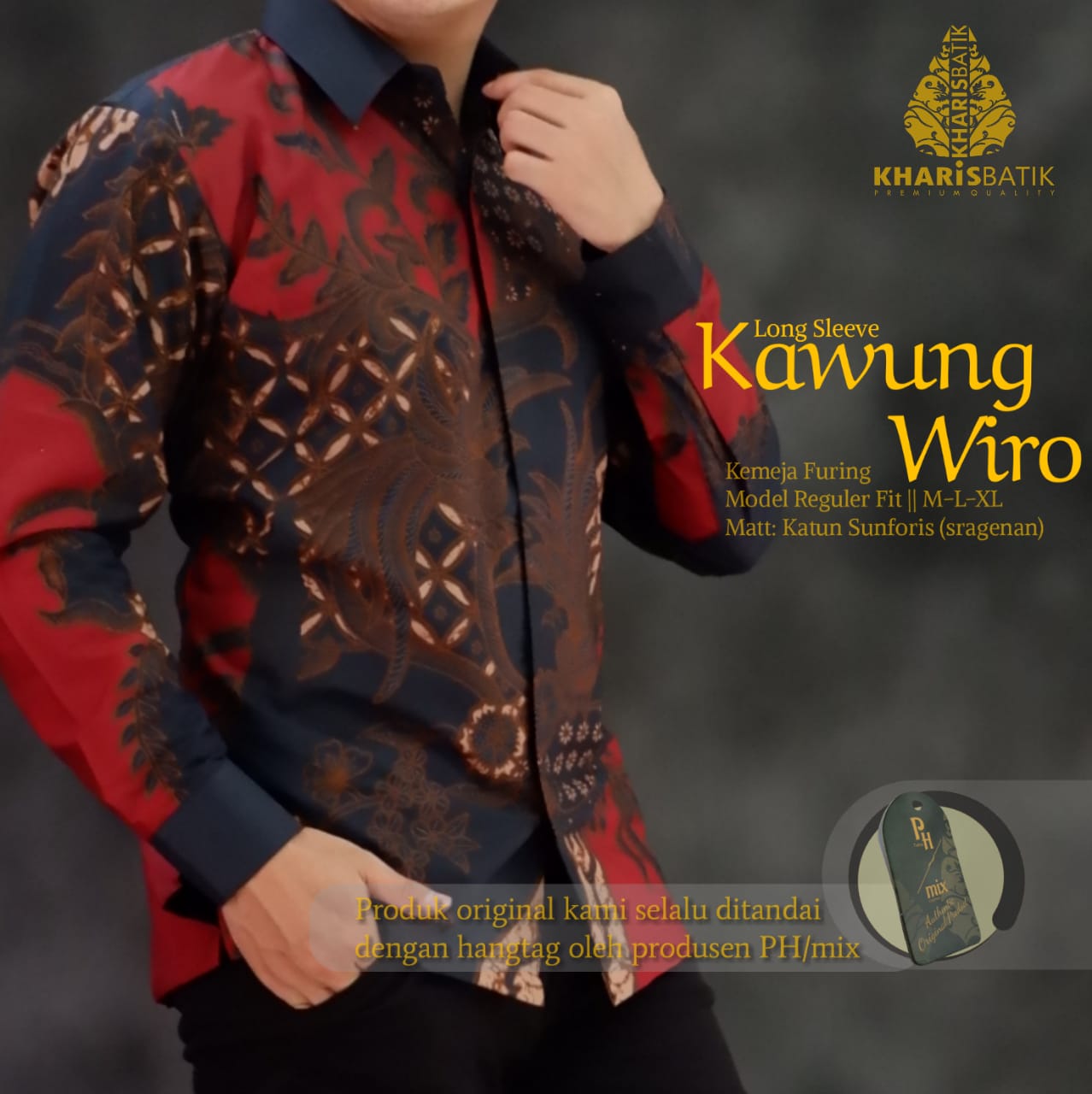 cover-KAWUNG WIRO Kemeja Batik Pria Solo Lengan Panjang Lapis Furing BY KHARIS-1