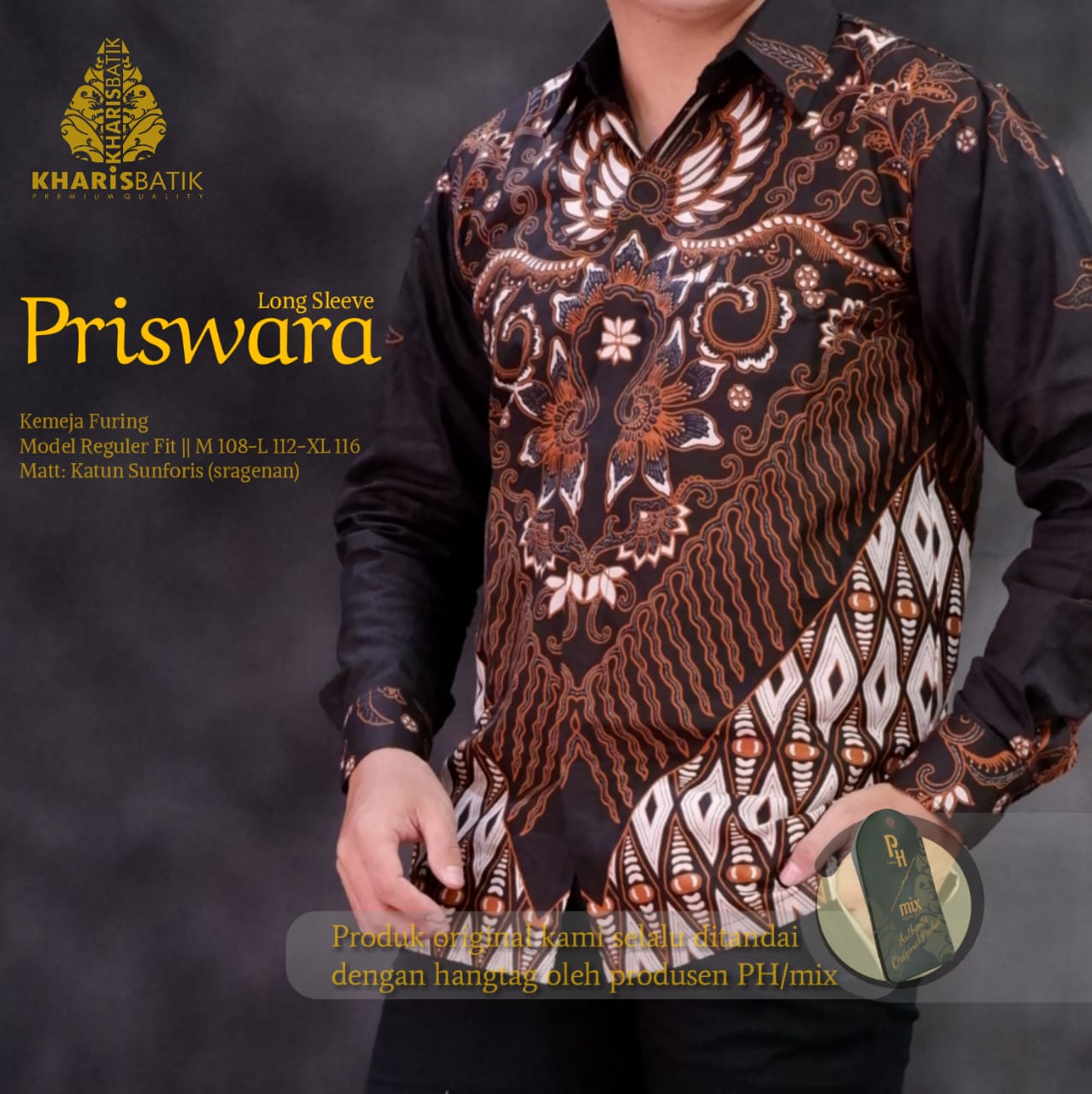 cover-PRISWARA Kemeja Batik Pria Solo Lengan Panjang Lapis Furing BY KHARIS-1