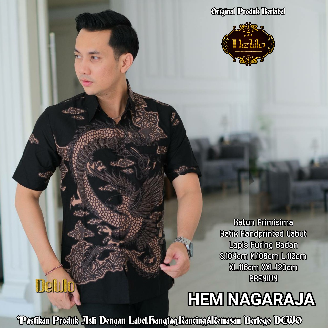 cover-NAGA RAJA Kemeja Batik Pria Solo Lengan Pendek Lapis Furing BY DEWO-1
