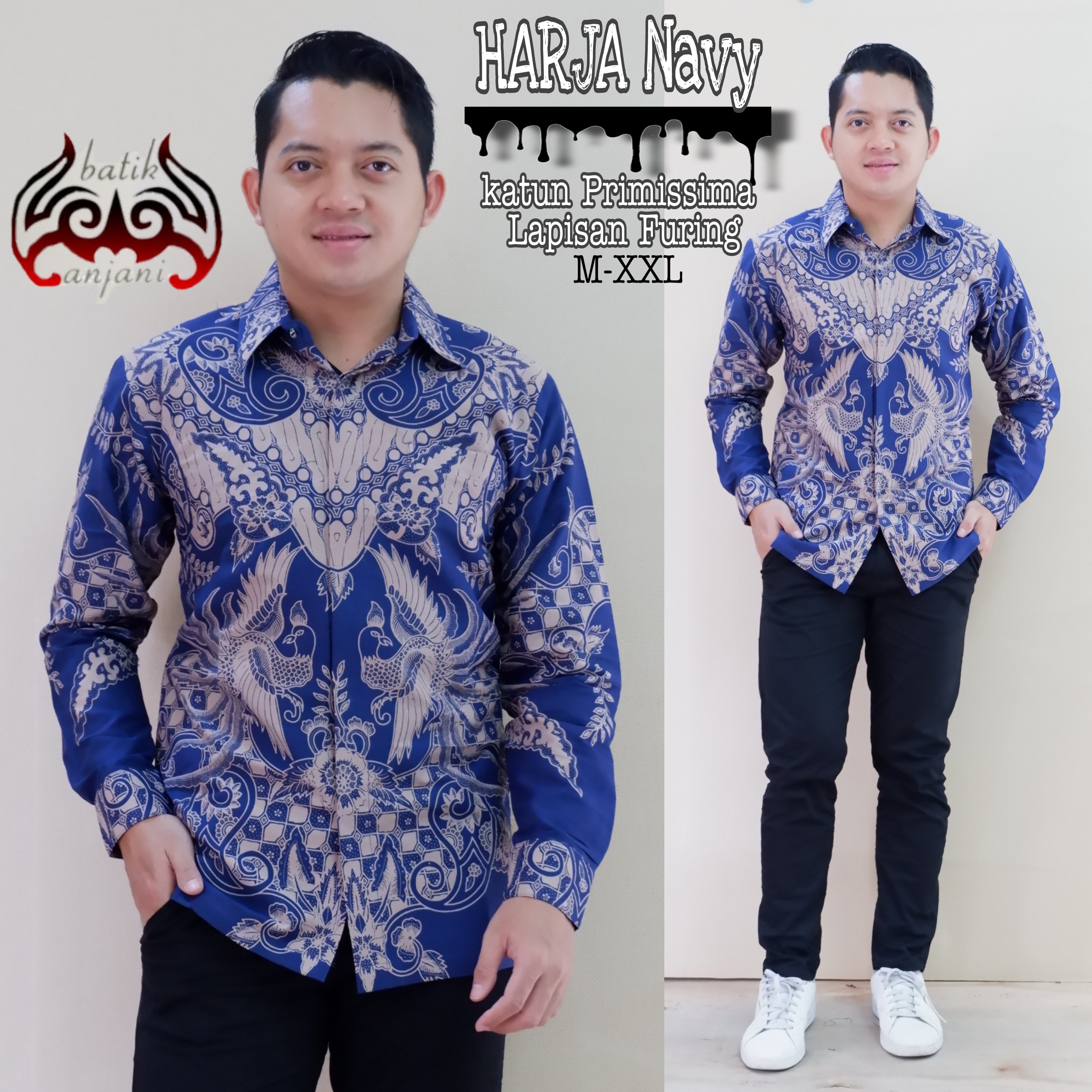 cover-HARJA NAVY Kemeja Batik Pria Solo Lengan Panjang Lapis Furing BY ANJANI-1