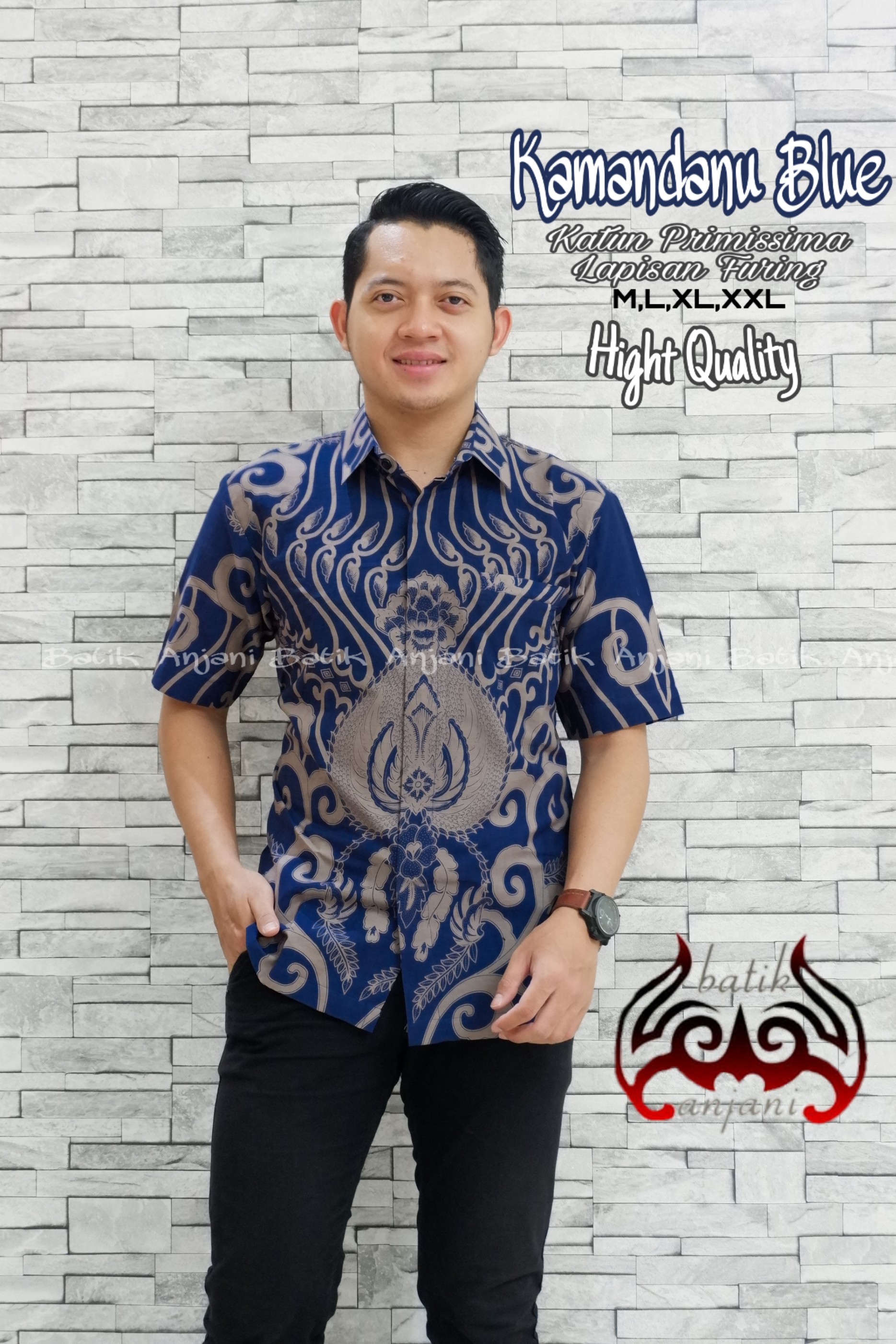 cover-KAMANDANU BLUE Kemeja Batik Pria Solo Lengan Pendek Lapis Furing BY ANJANI-1
