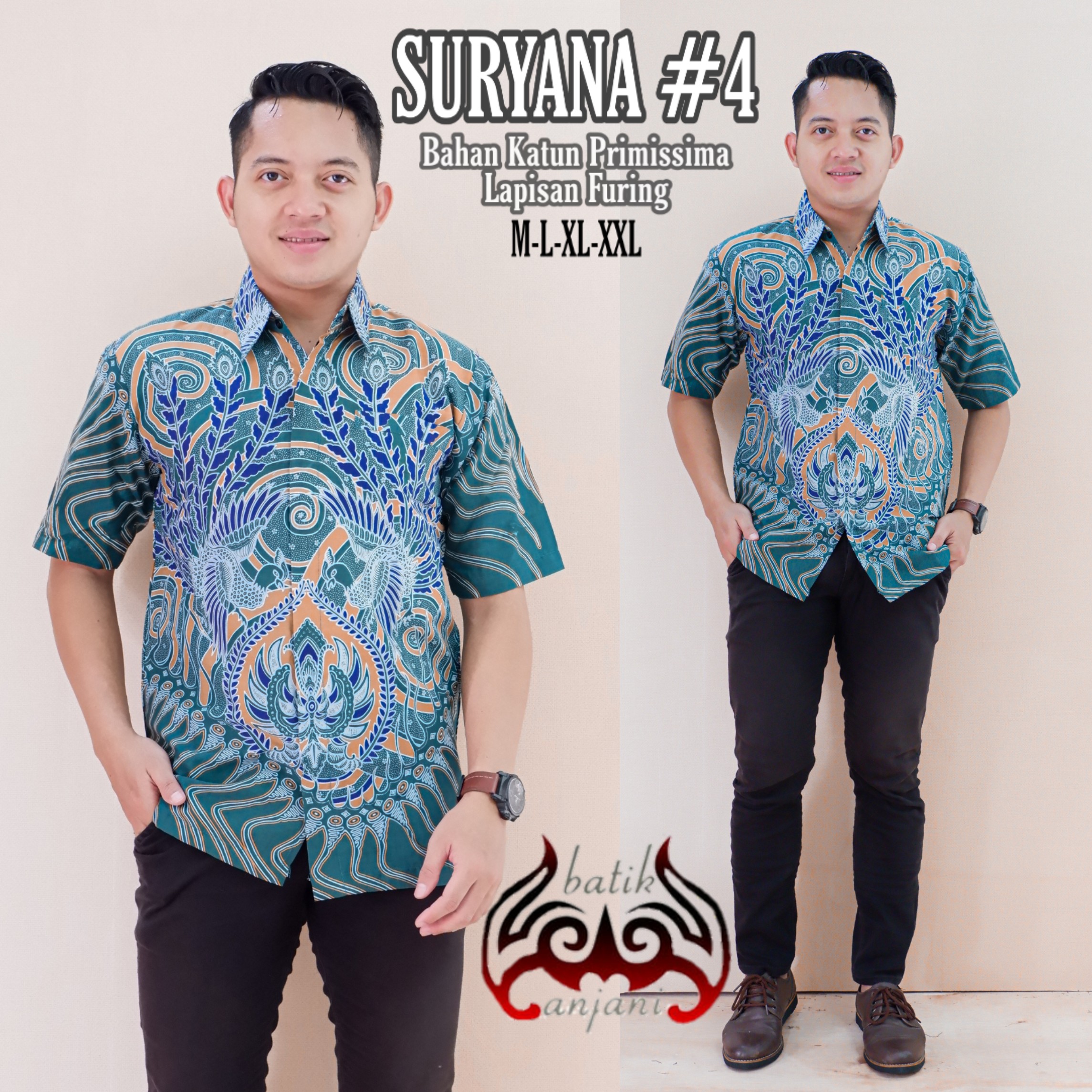 cover-SURYANA 4 Kemeja Batik Pria Solo Lengan Pendek Lapis Furing BY ANJANI-1