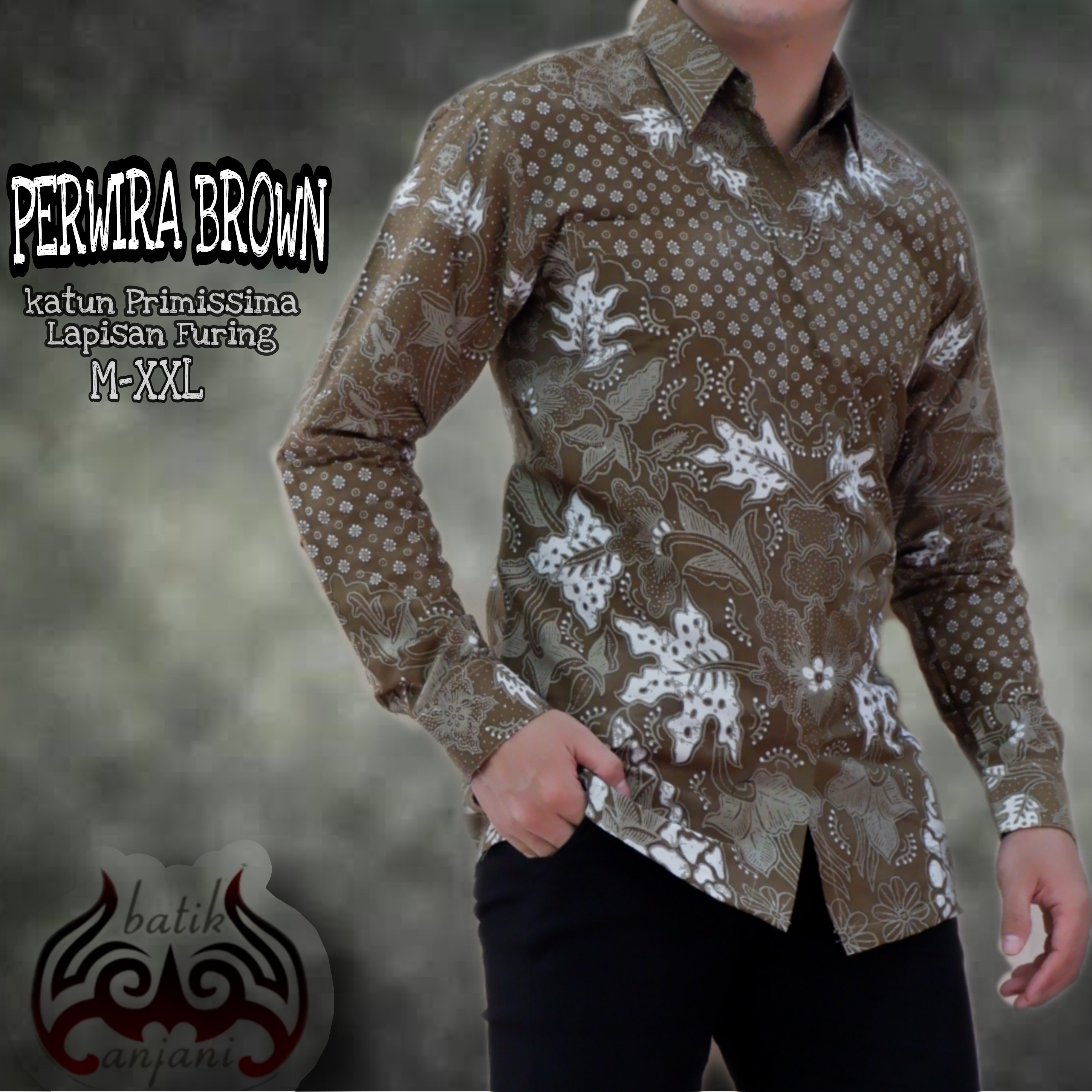 cover-PERWIRA BROWN Kemeja Batik Pria Solo Lengan Panjang Lapis Furing BY ANJANI-1
