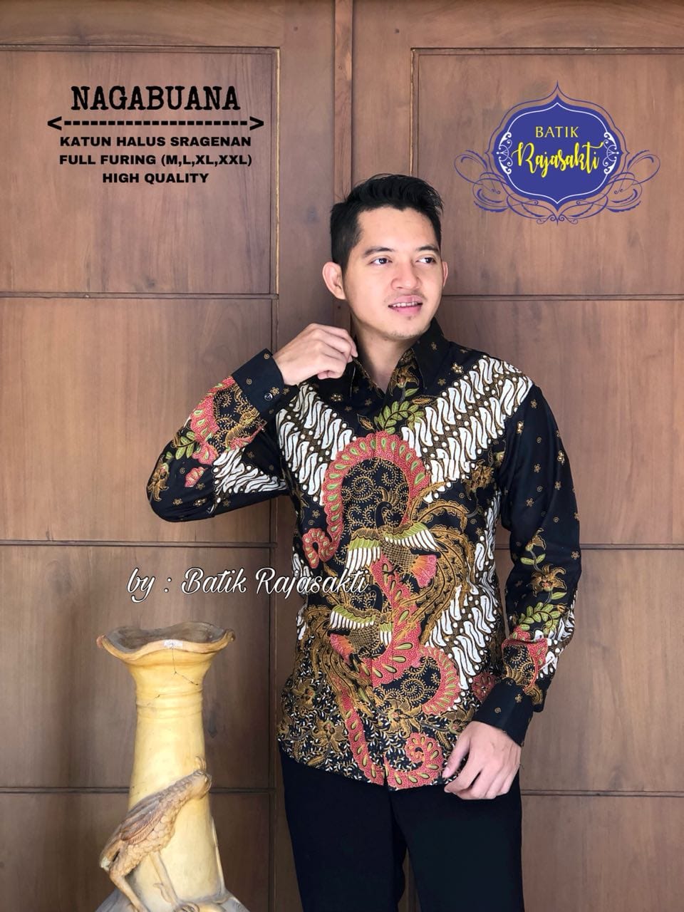 cover-NAGABUANA Kemeja Batik Pria Solo Lengan PANJANG Lapis Furing BY RAJASAKTI-1