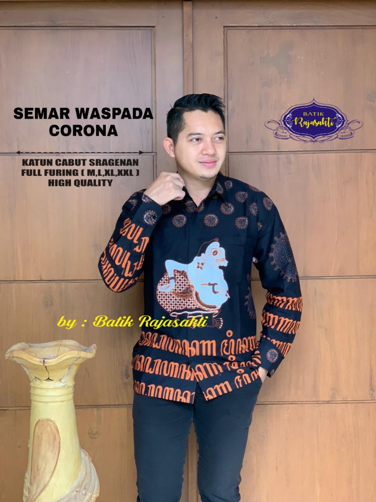cover-SEMAR WASPADA CORONA Kemeja Batik Pria Solo Lengan PANJANG Lapis Furing BY RAJASAKTI-1
