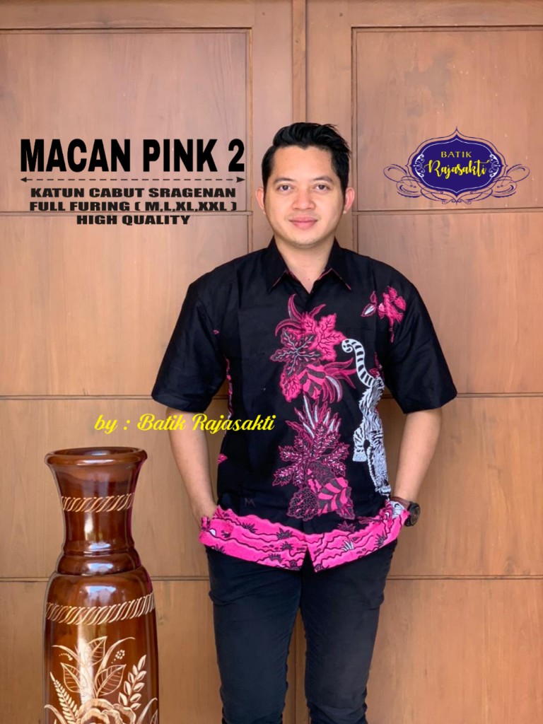 cover-MACAN  PINK 2 PEN Kemeja Batik Pria Solo Lengan PENDEK Lapis Furing BY RAJASAKTI-1