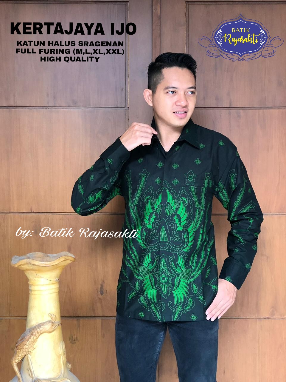 cover-KERTAJAYA IJO Kemeja Batik Pria Solo Lengan PANJANG Lapis Furing BY RAJASAKTI-1