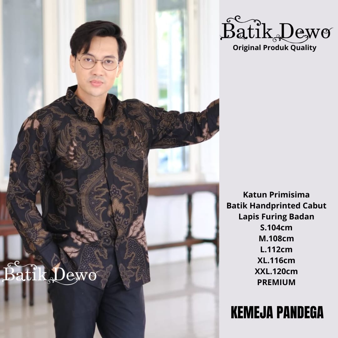 cover-PANDEGA HITAM Kemeja Batik Pria Solo Lengan PANJANG Lapis Furing BY DEWO-1