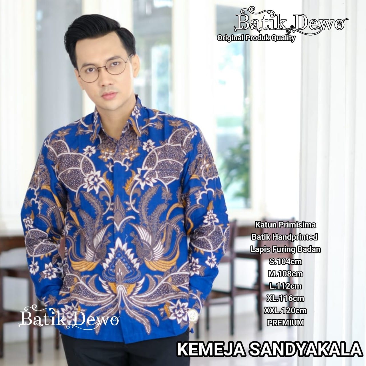 cover-SANDYAKALA BIRU Kemeja Batik Pria Solo Lengan PANJANG Lapis Furing BY DEWO-1
