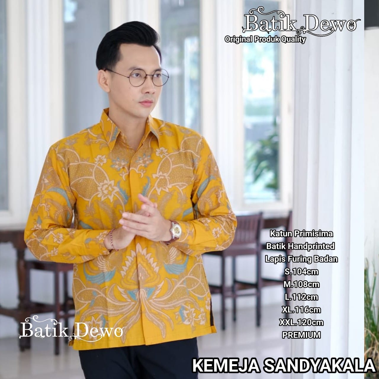 cover-SANDYAKALA KUNING Kemeja Batik Pria Solo Lengan PANJANG Lapis Furing BY DEWO-1