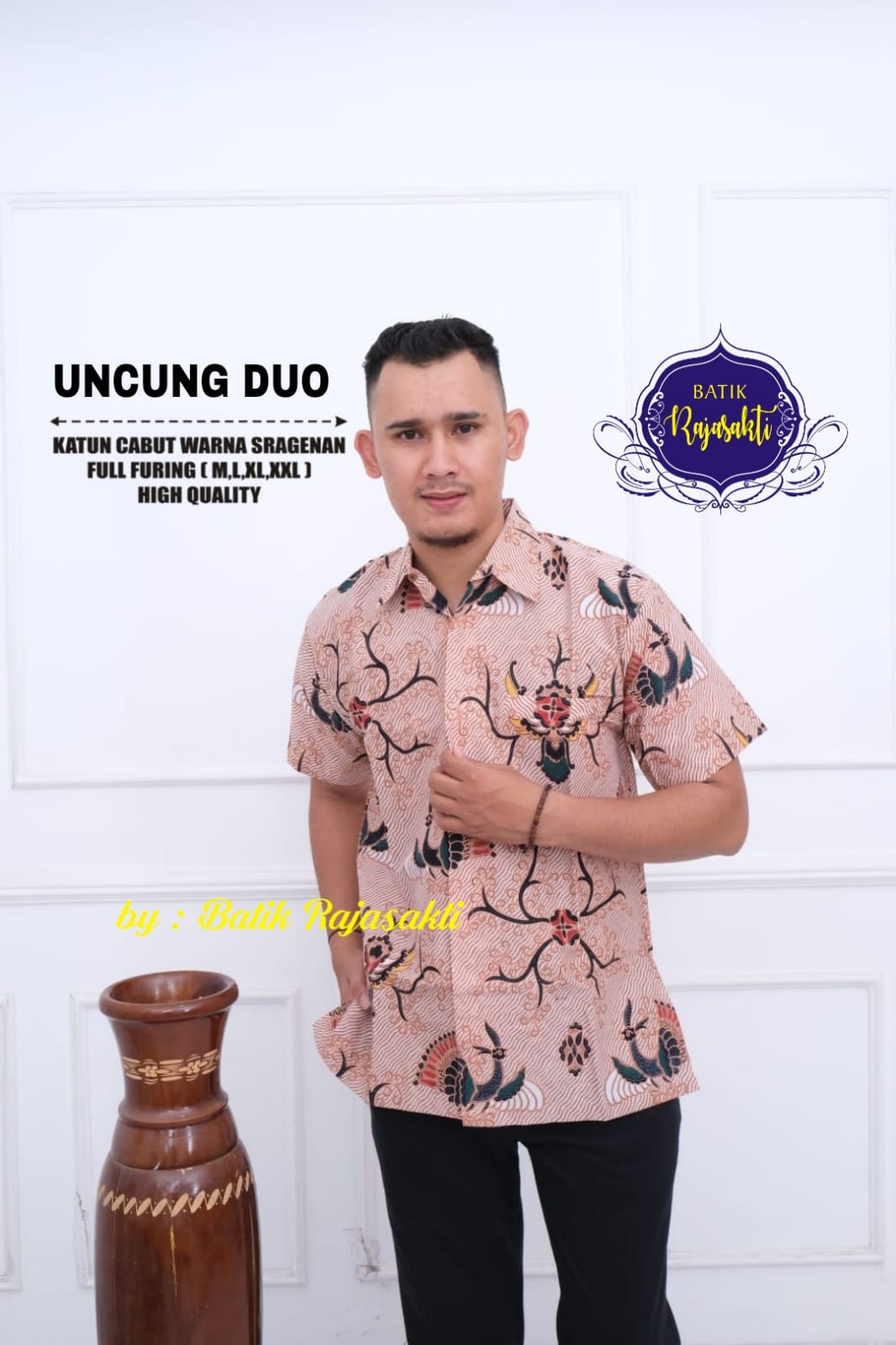cover-UNCUNG DUO Kemeja Batik Pria Solo Lengan Pendek Lapis Furing BY RAJASAKTI-1