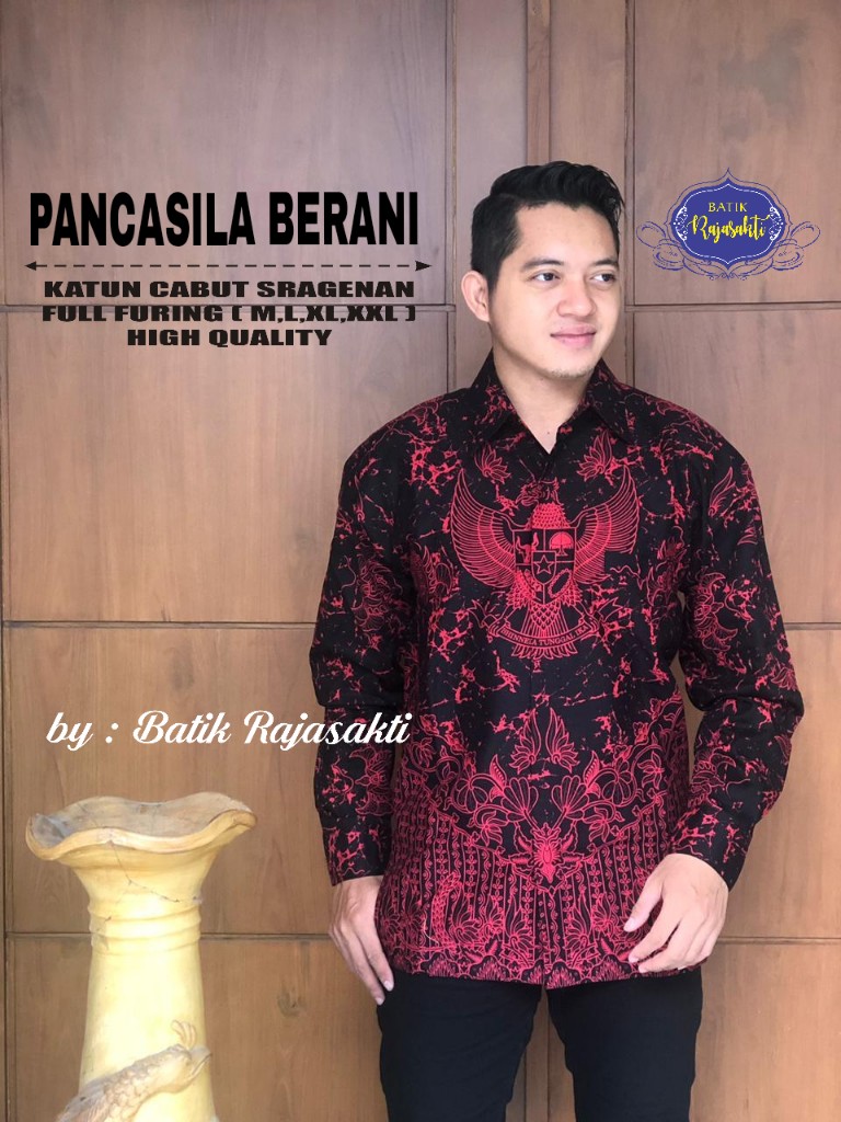 cover-PANCASILA BERANI Kemeja Batik Pria Solo Lengan Panjang Lapis Furing BY RAJASAKTI-1
