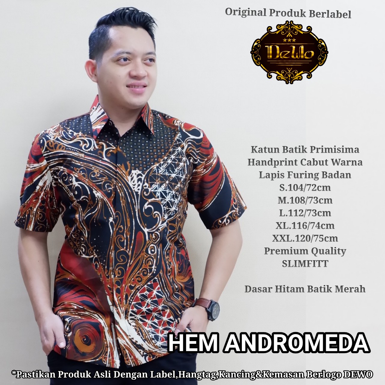 cover-ANDROMEDA Kemeja Batik Pria Solo Lengan Pendek Lapis Furing BY DEWO-1